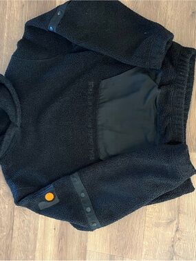 Men's Black Sherpa Shirt Jacket with Snap Details